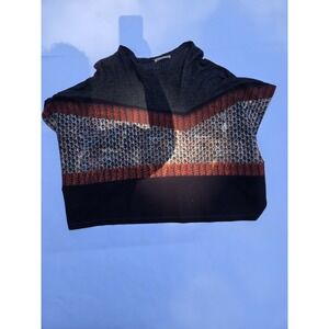 Zara Woman Oversized Dolman Sleeve Knit Top Gray Black Multicolor Pattern XS